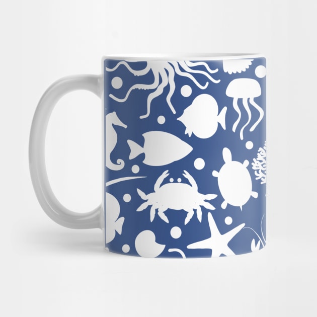 White Ocean Animal Pattern by MillerDesigns